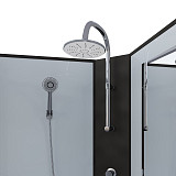 Душ.каб. NG-6703-14BKTG (800х800х2100-2400) средний поддон(26см) стекло ПРОЗРАЧНОЕ черные профиля 4 места