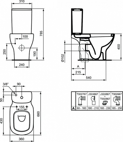 Бачок для унитаза Ideal Standard Tesi T356801