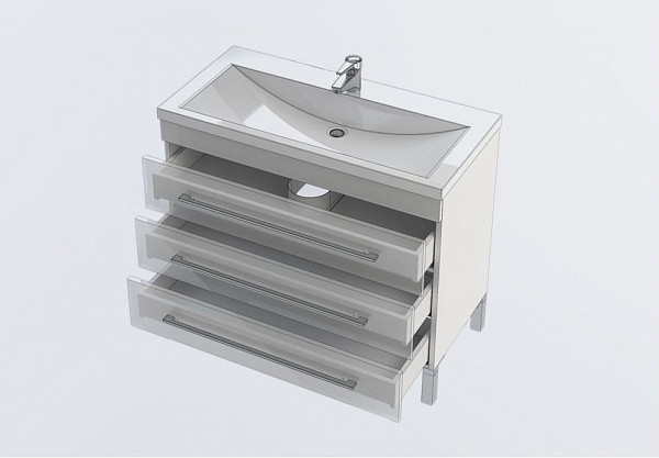 Тумба под раковину Aquanet Верона 100 белый (напольная 3 ящика) 00178471