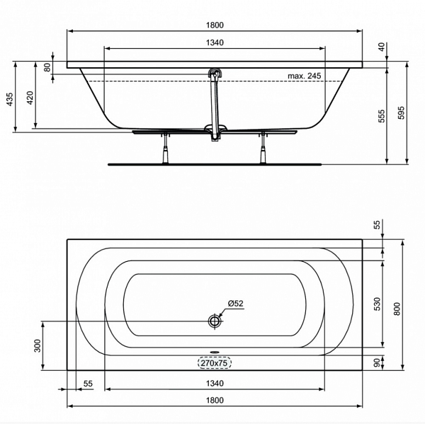 Акриловая ванна Ideal Standard Simplicity W004601 180x80