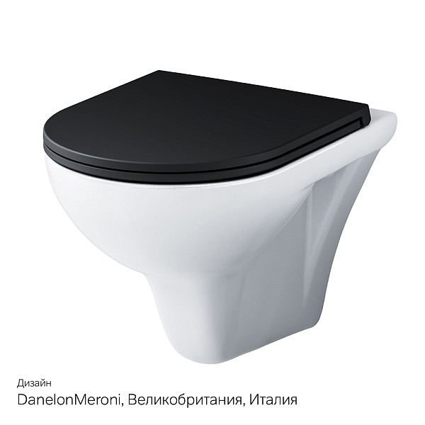 C901700SCmb Gem подвесной унитаз FlashClean с черным матовым сиденьем микролифт