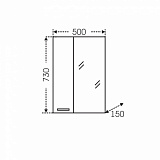 Зеркальный шкаф Родос 50 правый Санта 106014