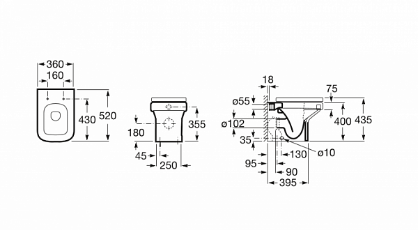 Унитаз (чаша) Roca Dama-N приставной 347787000 под скрытый бачок