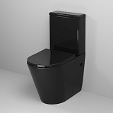 Унитаз GR-4480BS Color (620*365*810) ЧЕРНЫЙ напольный БЕЗОБОДКОВЫЙ с тонкой крышкой, 2 места