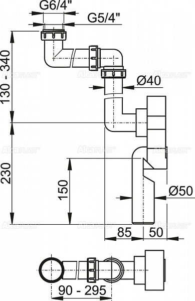 Сифон для мойки AlcaPlast A873