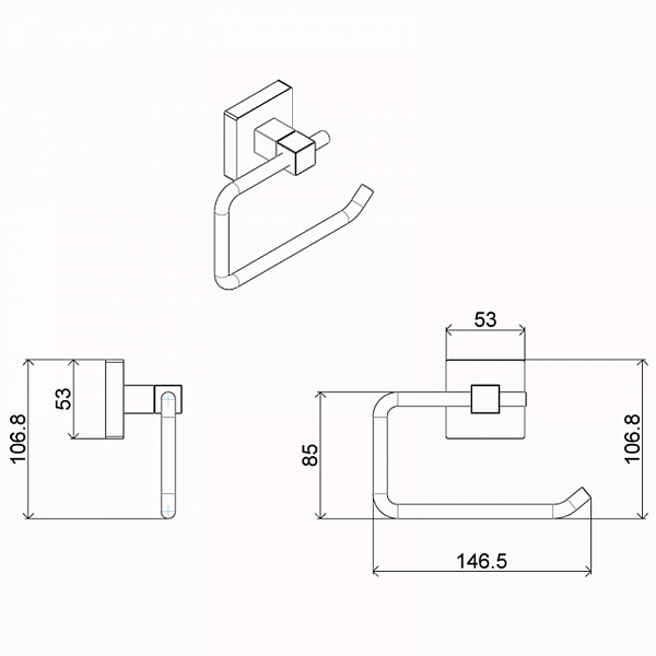 Бумагодержатель AZARIO RINA без крышки, хром (AZ-87010A)