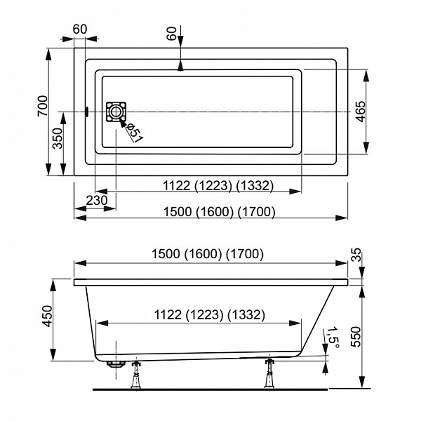 Акриловая ванна Vagnerplast Cavallo 150x70 VPBA157CAV2X-04