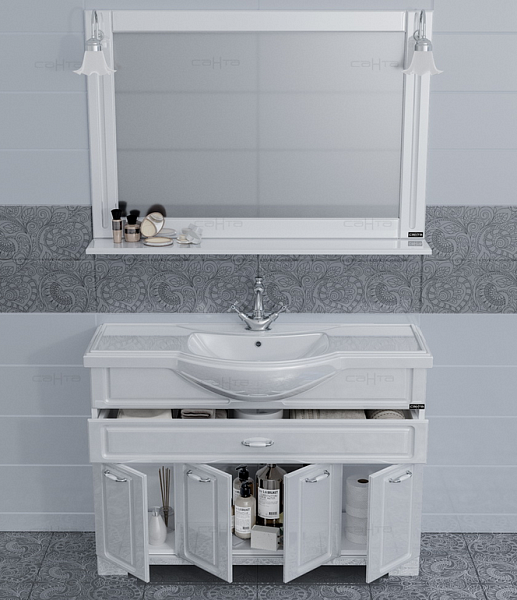 Тумба под раковину Монарх 120 на цоколе Санта 700128