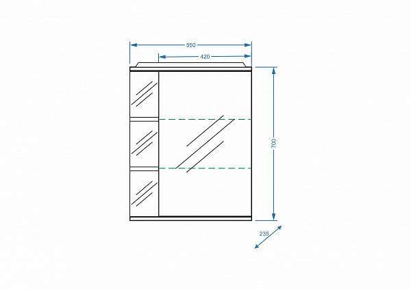 Зеркало-шкаф "Нелея 55/С", правое