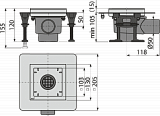 Сливной трап AlcaPlast APV130 из нержавеющей стали 130x130 мм