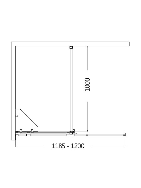 Шторка  на ванну AQUAme 1200*1400мм., стекло 8мм, цвет профиля матовый черный.