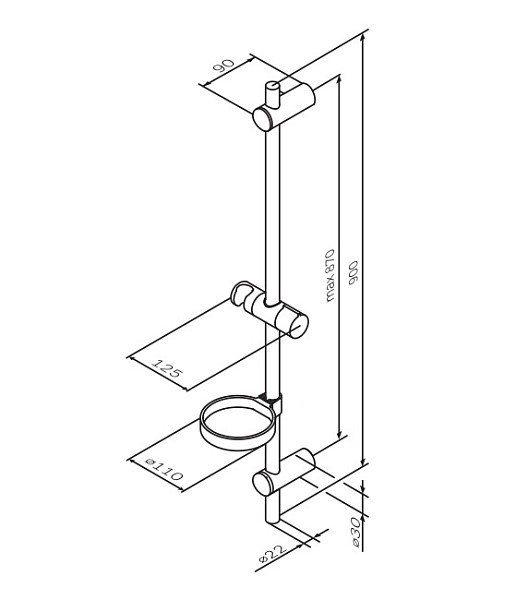 F0370064 Spirit, душ.штанга, 900 мм, шт