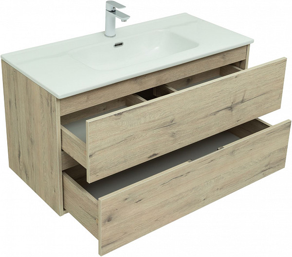 Тумба под раковину Aquanet Алвита New 100 2 ящика, дуб веллингтон белый 00277521