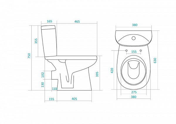 Унитаз Анимо с горизонтальным выпуском 1WH302135 Santek