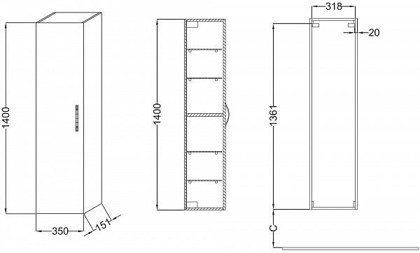 Шкаф-пенал Jacob Delafon Ola EB396-N14