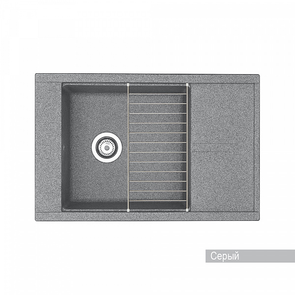 Мойка для кухни Aquaton Делия 78 прямоугольная с крылом серая 1A715132DE230