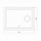 Зеркало AZARIO Оптима 915х685, LED-подсветка 2 режима, сенсорный выключатель, увеличительное зеркало