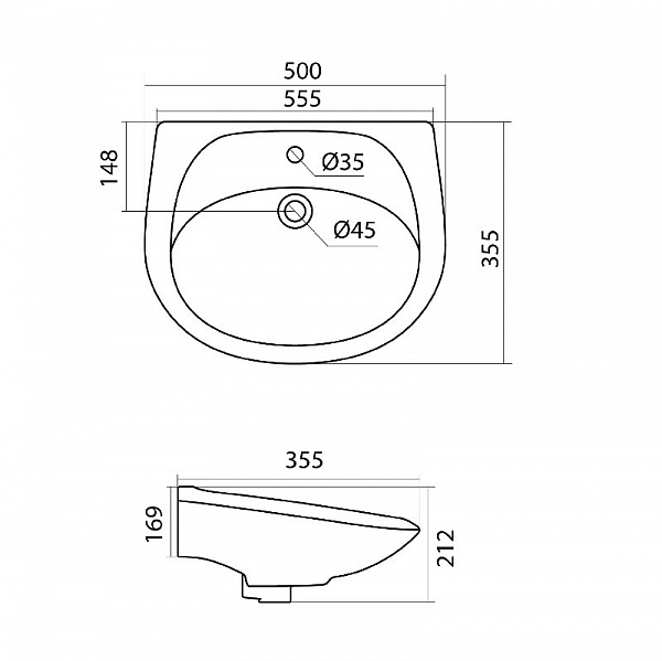 Полукруглая раковина Santek Бриз 50 1WH110451