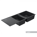 Мойка для кухни Aquaton Торина прямоугольная с крылом и дополнительной чашей графит 1A712032TR210