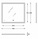 Зеркало Kerama Marazzi TECNO c LED 90 с подсветкой, с функцией антизапотевание, белый глянцевый