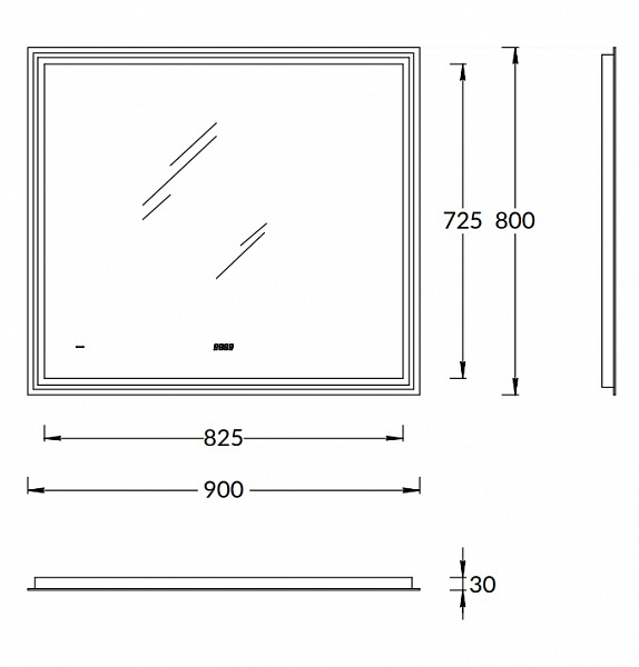 Зеркало Kerama Marazzi TECNO c LED 90 с подсветкой, с функцией антизапотевание, белый глянцевый