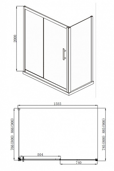 Душевой уголок Aquanet Delta NPE1131 1600х900, прозрачное стекло NPE1131 1600900
