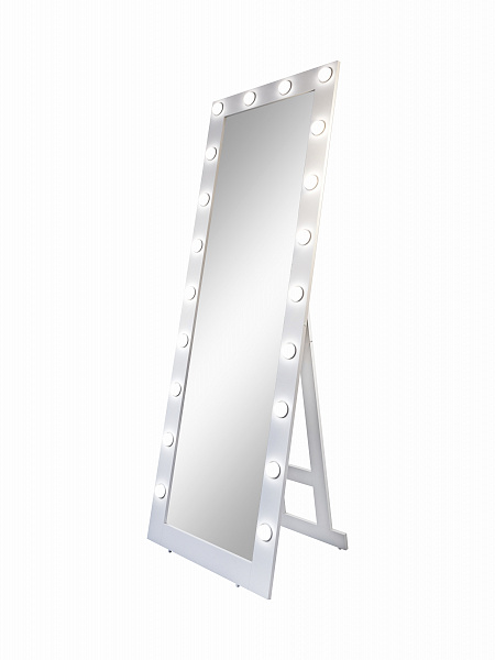Зеркало Континент Гримерное напольное белое 600х1750 (20 ламп)