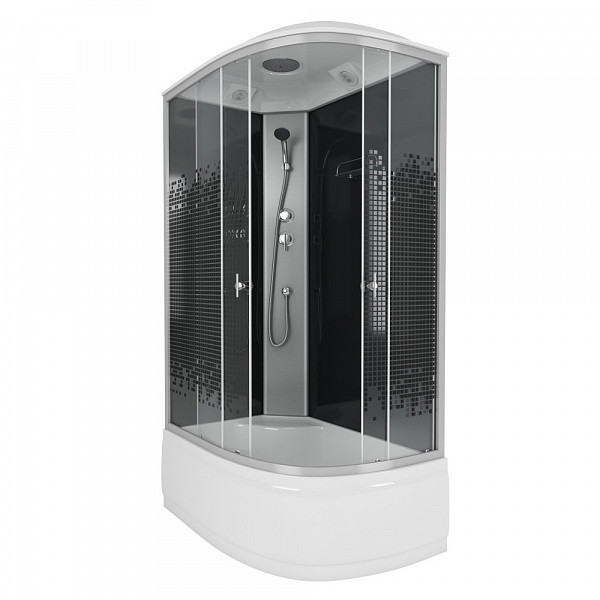 Душ.каб. NG-7510-14L BLACK (1200х800х2150) высокий поддон(40см) стекло МОЗАИКА 4 места