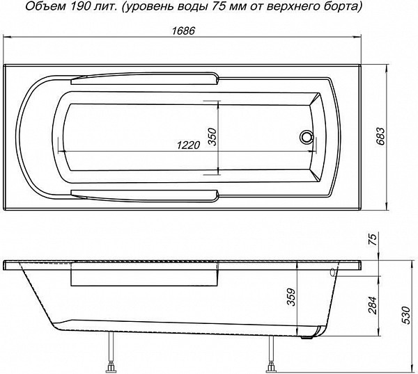 Акриловая ванна Aquanet Extra 170x70 (с каркасом) 00205482