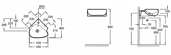 Раковина Jacob Delafon Nouvelle Vague 45х45 см EGL112-00