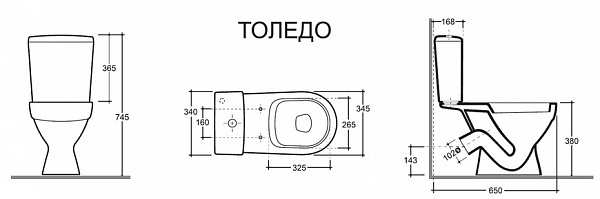 Унитаз-компакт ТОЛЕДО, к/в, 2-реж AlcaPlast, сид. DP, Soft Close (КЕРАМИН)