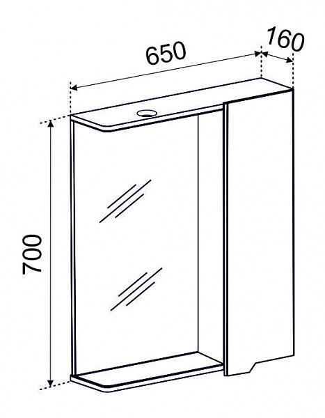 Зеркало со шкафчиком  АГАТА 60 с подсветкой Правое