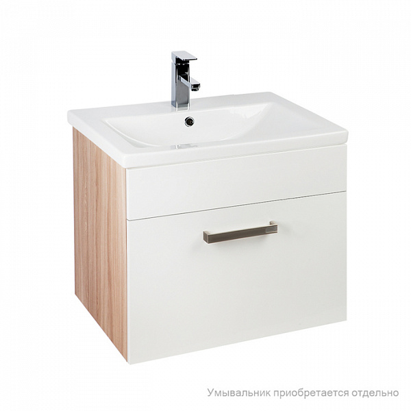 Тумба для ванной комнаты, подвесная, белая/под дерево, 60 см, Mirro, IDDIS, MIR60W0i95. Подходит умывальник 0016000U28