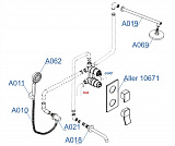 Встраиваемый комплект для ванны с верхней душевой насадкой, лейкой и изливом Wasserkraft А171619