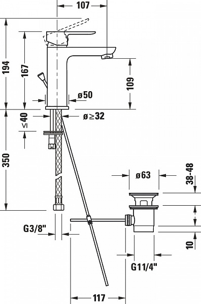 Смеситель для раковины Duravit  A.1  A11020001010