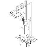F078F700 Func, душ.система: см-ль-полка д/ванны/душа, душ.штанга, верхн. душ квадр., ручн.душ, хром