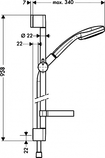 Душевой гарнитур Hansgrohe Croma 100 Vario/Unica'C Shower Set 27771000 90 cm