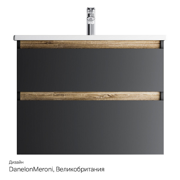 M85AFHX0802BM X-Joy, База под раковину, подвесная, 80 см, 2 ящика, черный матовый