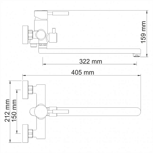 Смеситель для ванны с длинным изливом Wasserkraft Main 4102L