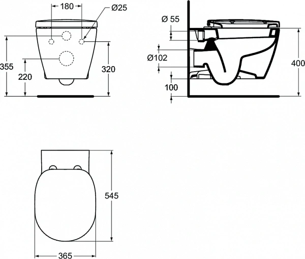 Унитаз подвесной с инсталляцией Ideal Standard W880101