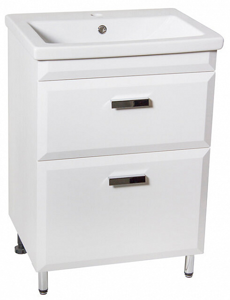 Тумба напольная Style line Лотос 60 под раковину Комо 60, Люкс белая, PLUS