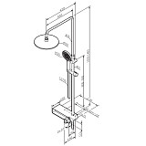 F0785A700 X-Joy, душ.система: см-ль-полка д/ванны/душа, душ.штанга, верхн. душ 220мм, ручн.душ, хром