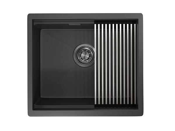 KS-5045U, ЧЕРНЫЙ МАТОВЫЙ, стальная кухонная мойка KITCHEN SPACE