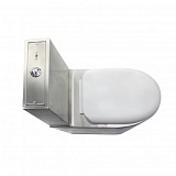 Унитаз из нержавеющей стали со сливным баком 680х370х620 матовый, 13016.S с крышкой из нерж. стали, шт