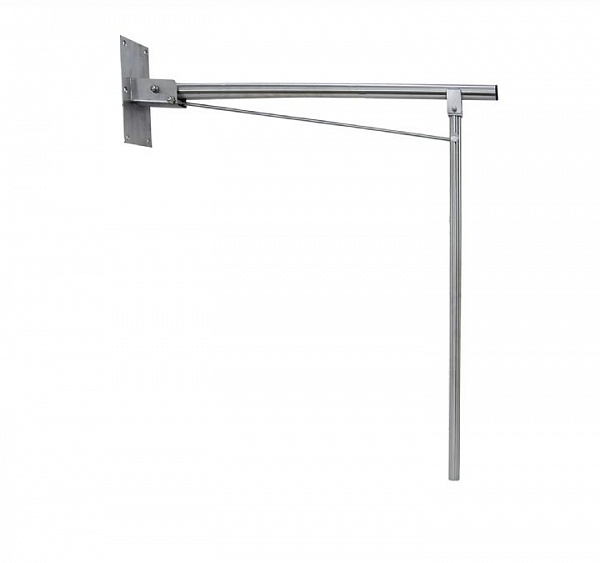 Поручень откидной настенного крепления с опорной ножкой., глянцевый.