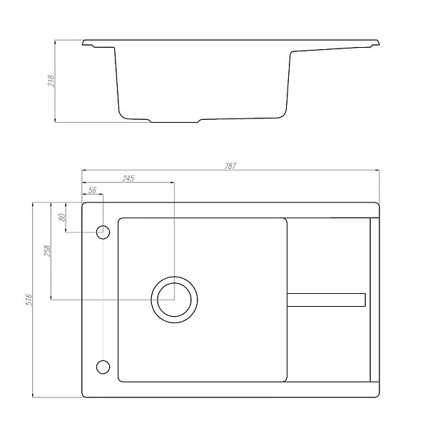 Мойка для кухни Aquaton Делия 78 прямоугольная с крылом латте 1A715132DE260