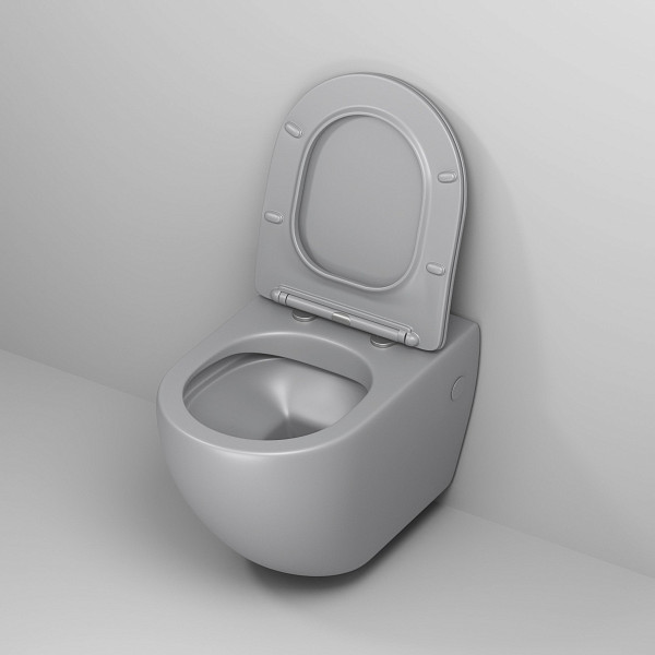 Унитаз GR-4411GLMS Color (550*365*395) СВЕТЛО-СЕРЫЙ МАТОВЫЙ подвесной БЕЗОБОДКОВЫЙ