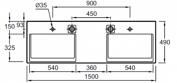 Двойная подвесная раковина-столешница Jacob Delafon Terrace 150х49 см EXA112-00