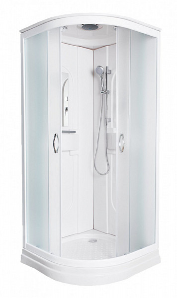 Душевая кабина Niagara NG-116-15 (900х900х2150) низкий поддон(15см) стенки АКРИЛ стекло матовое, бел профиль