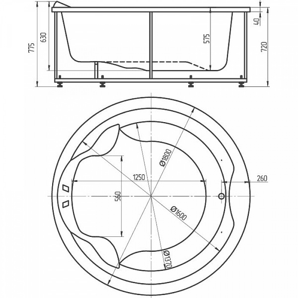 Акриловая ванна Aquatek  Аура 180x180 AUR180-0000033